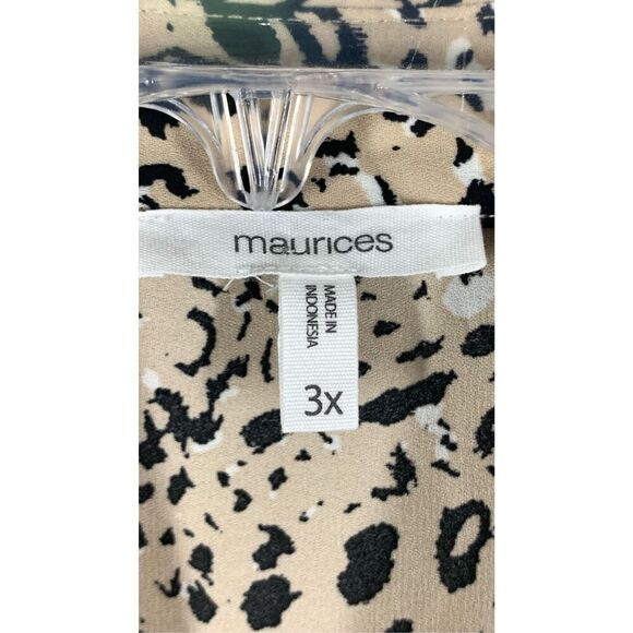 Maurices Womens Animal Print Long Sleeve Button Down Shirt Tan And Black Size 3X - Picture 2 of 8
